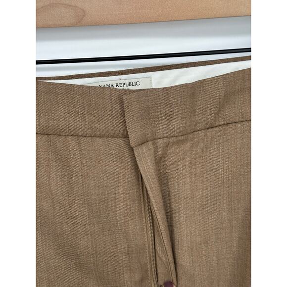 Banana Republic Italian Wool Trousers Tan Straight Leg High Waist Business 12 - Picture 4 of 10
